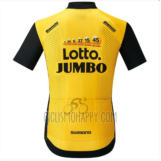 Lotto NL Jumbo Cycling Jersey Bib Short 2018 Short Sleeve Yellow and Black